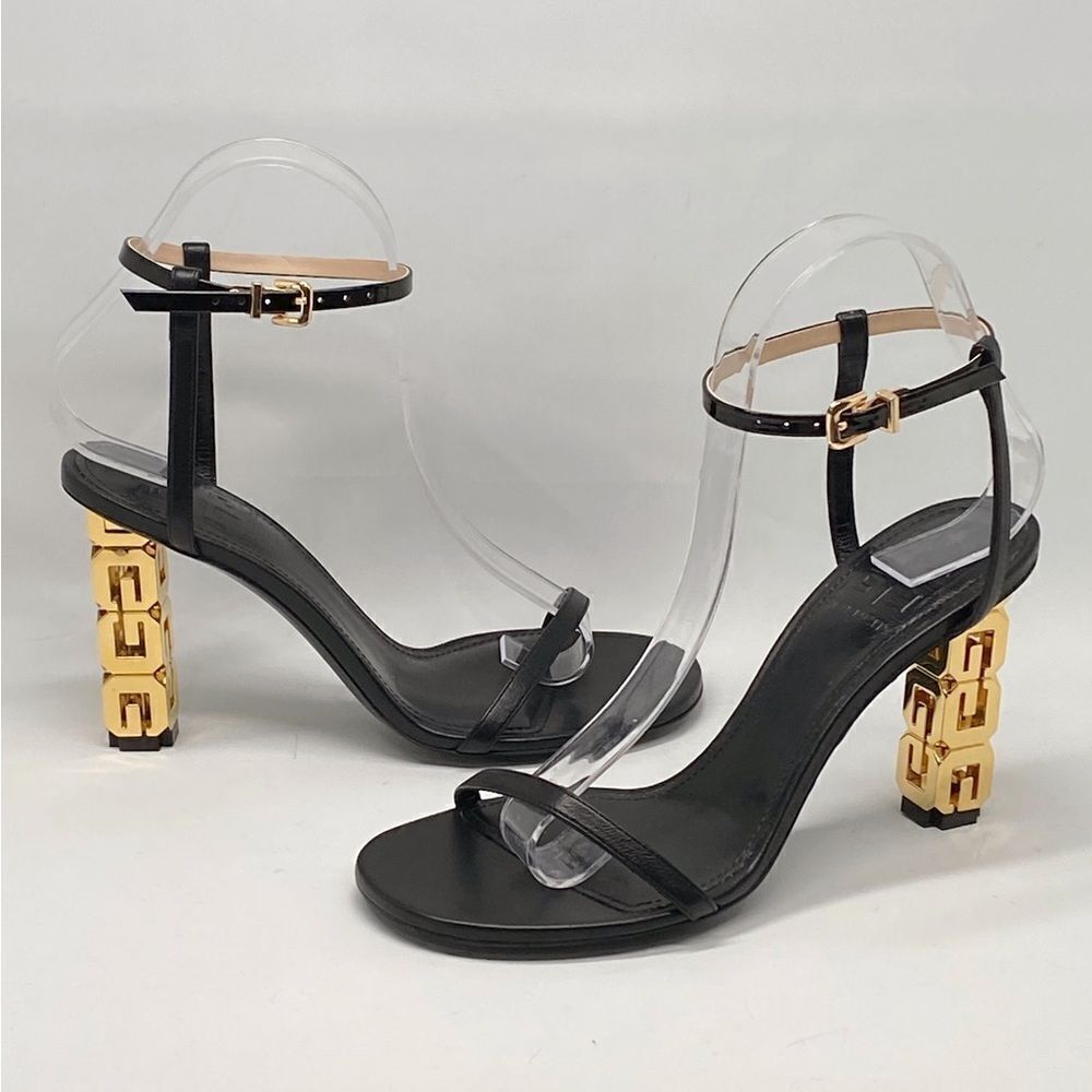 Givenchy  G Cube Sculptural Heel Leather Sandals size 37